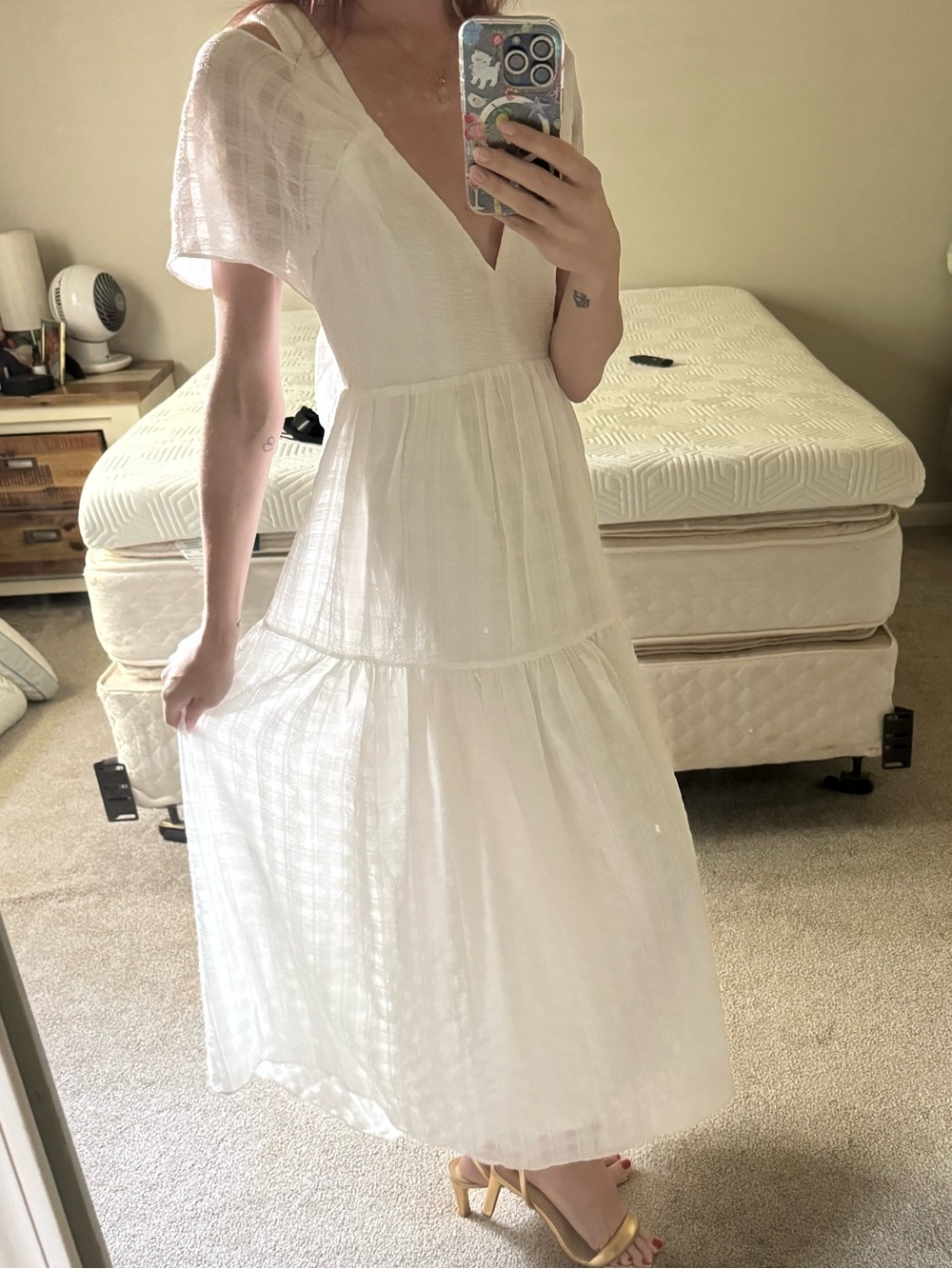 Lulu's White Textured Maxi Dress